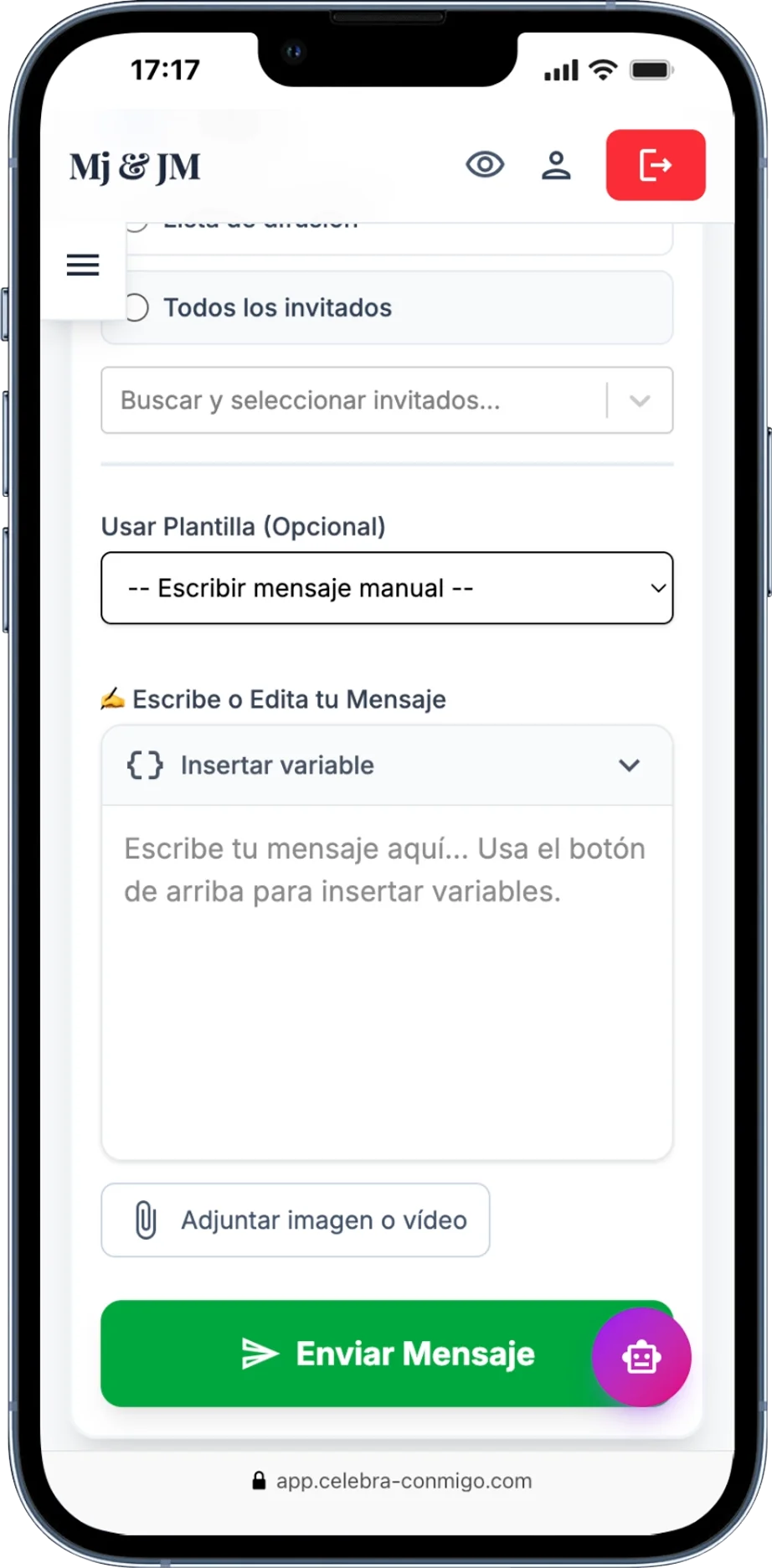 Celebra Conmigo — Individual, list or broadcast sending