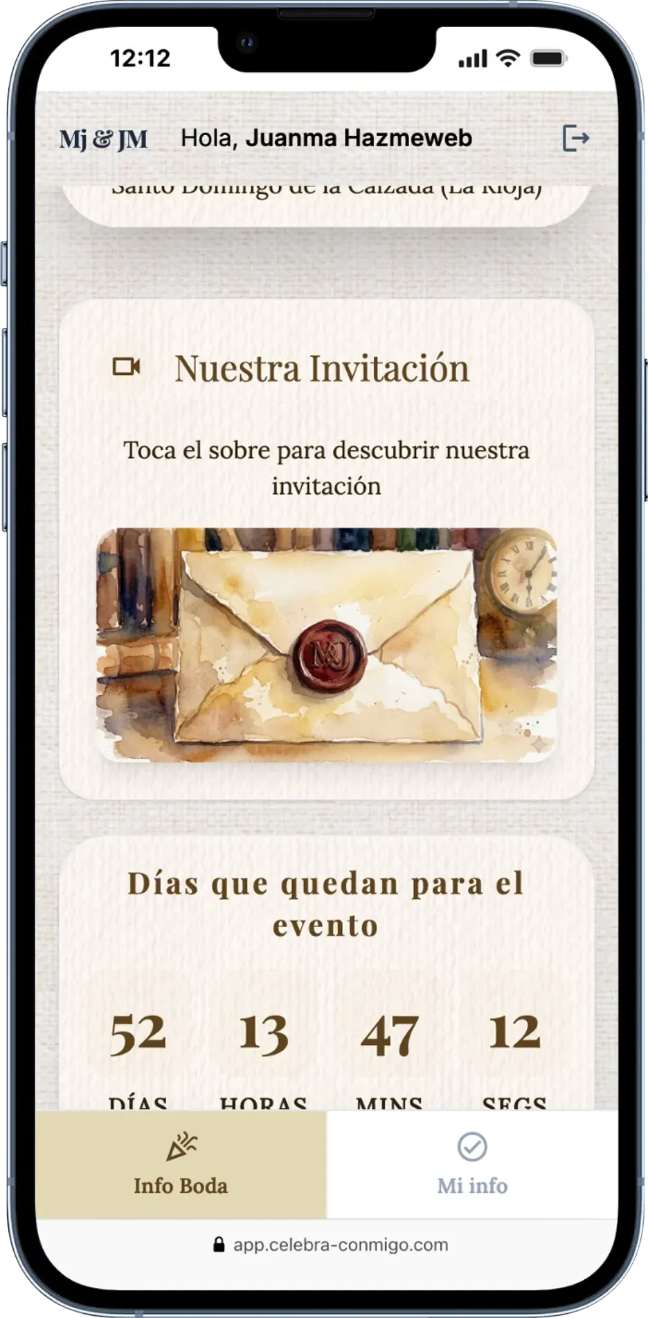 Celebra Conmigo — The guest's home view