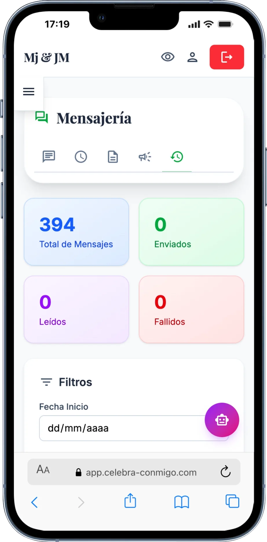 Celebra Conmigo — Traceability: every message logged