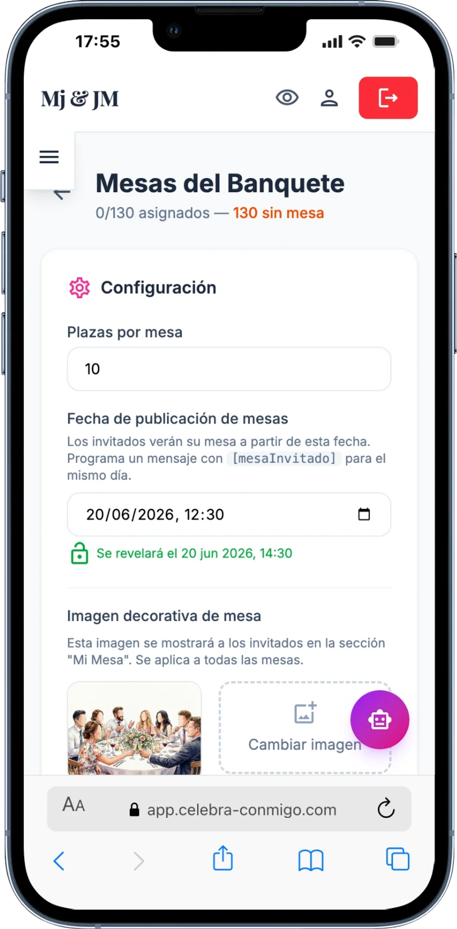 Celebra Conmigo — AI-assisted seating plan