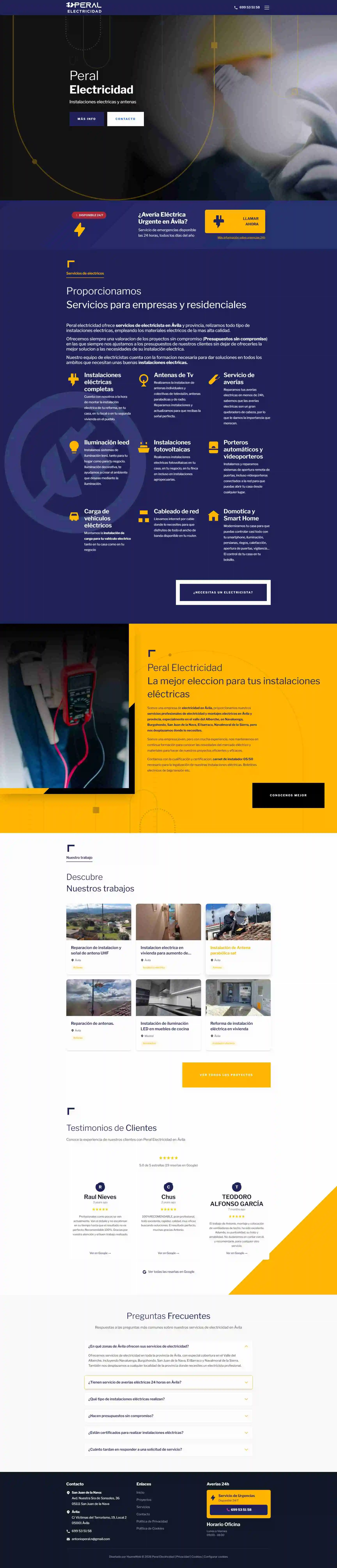 Electricidad Peral Ávila — full desktop screenshot