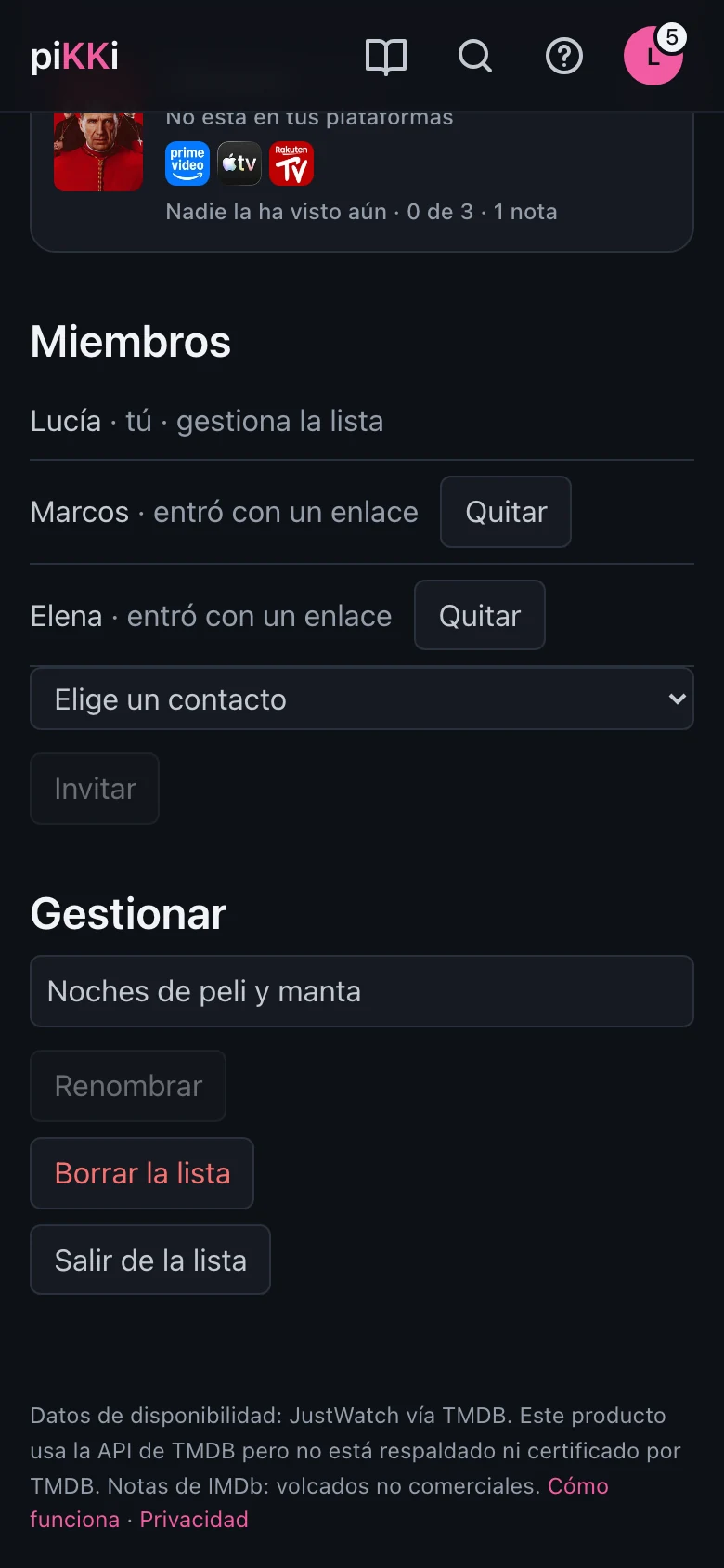 piKKi — Quien crea la lista la gestiona