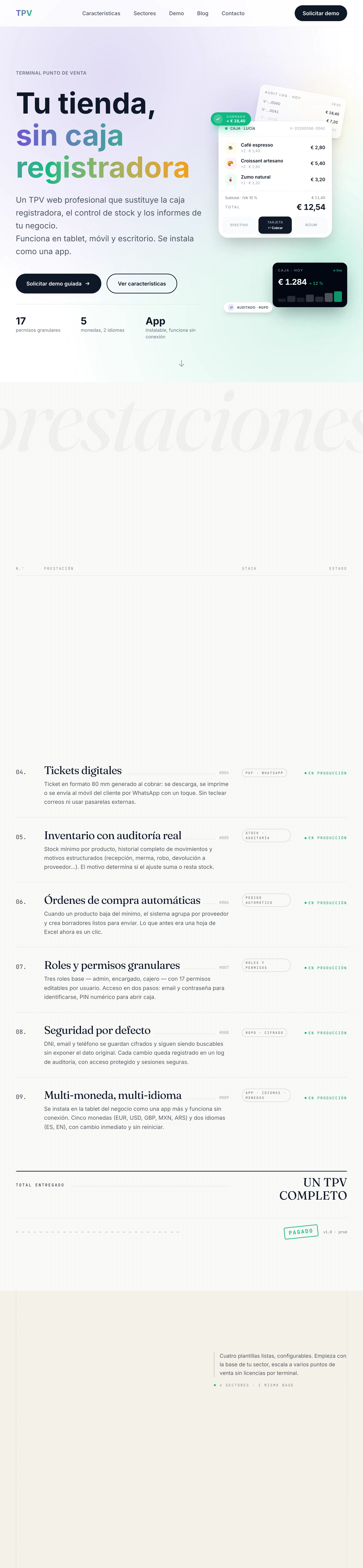 TPV — Terminal Punto de Venta para PyMEs — captura completa desktop